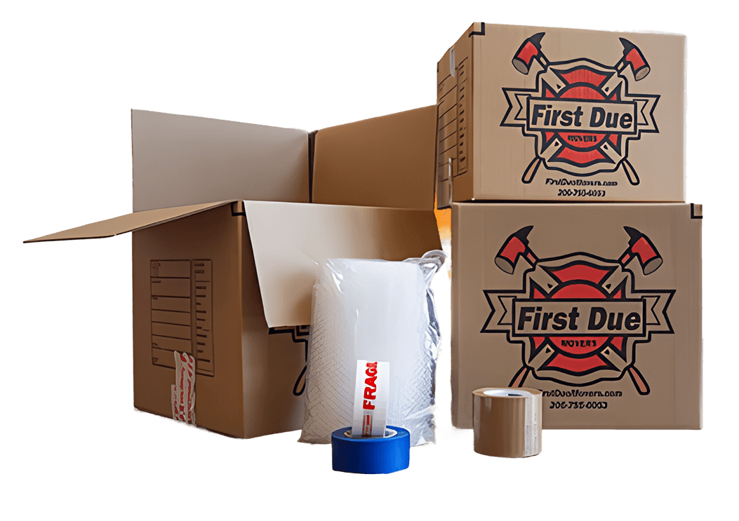 Moving boxes and packing supplies available from First Due Movers